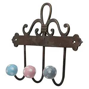 Indian-Shelf Hooks for Wall Decor- Key Holders for Home Wall- Hanger for Cloth- Ceramic Wall Hangers- Multicolor Wall Hooks- Dot Wall Hangings- Cloth Hanger- Door Hanger- Robe Hooks- 3 Pack [7 Inch]