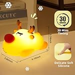 Eco-Friendly Reindeer Night Light - Energy Efficient LED Desk Lamp, Rechargerable Dimmable Nursery Soft Touch Bedside Baby Squishy Night Light, Portable Nightlight for Adults/Kids - Image 3