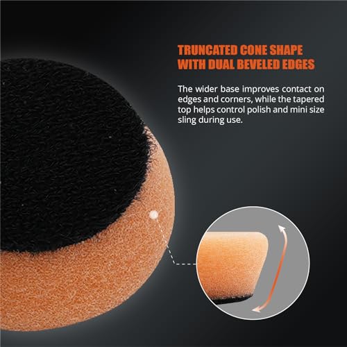 Image of SPTA T40 Orange Mini Medium-Cut Polishing Pads Sets, 5Pcs 1.3inch /32mm Sponge Polishing Buffing Pads, Car Foam Detail Polishing Pad Kit for Car Detail Polishing, Small Area Polishing -FPTSS1O