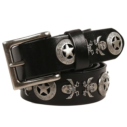 Ceinture cloutée crâne de pirate homme femme style motard vintage