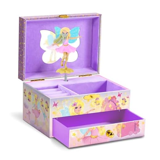 MUSIC BOX Hada | Caja de música con melodía, joyero para niñas con hada giratoria, espejo y cajón