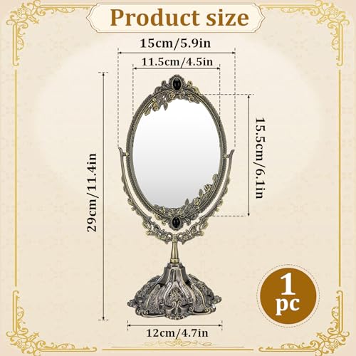 Espejo para Maquillaje Ovalado de Mesa Vintage con Doble Cara miniatura 2