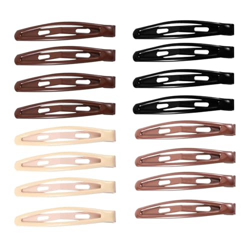 16 Pcs Snap Hair Clips for Women Metal Non Slip Brown Hair Clips 4 Colours Side Hair Barrettes for Thick & Fine Hair Hair Accessories for Everyday Styling
