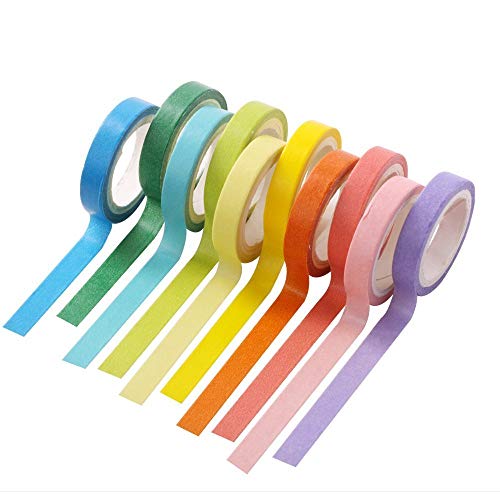 10pcs Rainbow Paper Tape Self Adhesive Tape Sticky Paper Scrapbook DIY Tape Decorative Writable Craft Tape