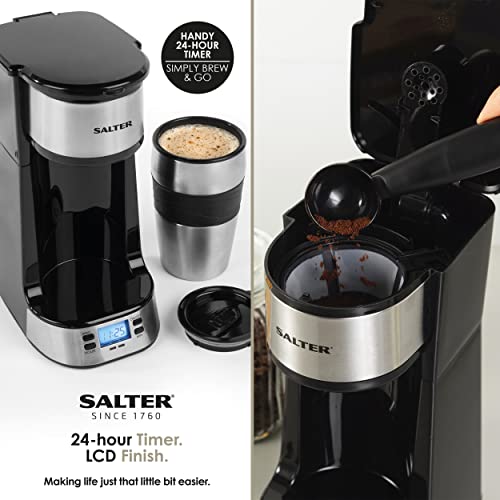 Salter-EK2732-Digital-Coffee-Maker-to-Go-With-420-ml-Stainless-Steel-Travel-Mug-24-Hour-Programmable-TimerLCD-Display-750-W-PlasticBlack183-L-x-135-W-x-288-H-cm