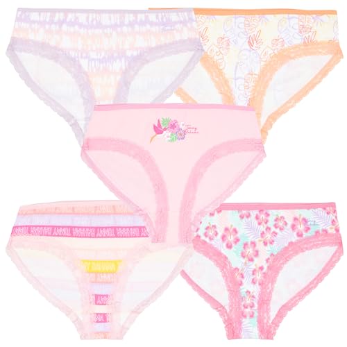 Tommy Bahama Girls' Cotton Underwear 5-Pack – Soft, Breathable, Tag-Free Briefs for Kids and Toddlers (Pink/Purple/Orange, Size 2T)