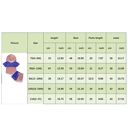 Toddler Baby Boy Summer Clothes Short Sleeve Hooded Tshirt Top And Casual Shorts Set Infant 2 Piece Outfits (Red White Blue Stars And Stripes, 6-12 Months) #TOP4