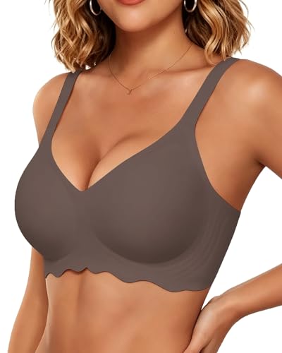 Image of HORISUN Wireless T Shirt Bra Seamless Push Up Bralette Full Coverage V Neck Comfortable Bras for Women