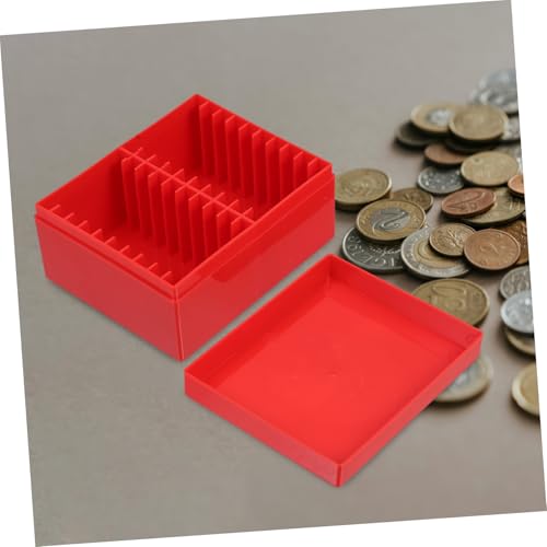 Organizador de monedas en caja plástica roja miniatura 6