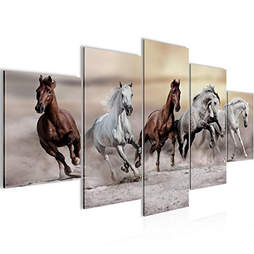 Tableau mural chevaux 5 parties impression sur toile intissée - 2
