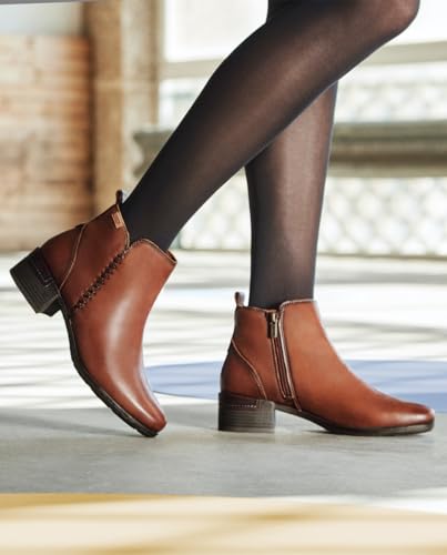 Image of PIKOLINOS Malaga Women's Heeled Ankle Boots | Leather | Zipper Closure | Mid Heel | Size UK 2-8