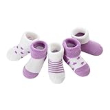 DEBAIJIA Cinq Paires Chaussettes Épaississement d'automne et d'hiver Bébé Enfant 0-1 An Garçon Fille Coton Pur Doux Colorée-Violet