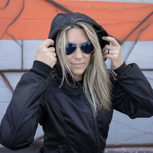 Milwaukee Leather MPL2764 Women's Black Soft Shell Armored Motorcycle Racing Style Jacket with Hoodie - Medium by Milwaukee Leather - Image 3