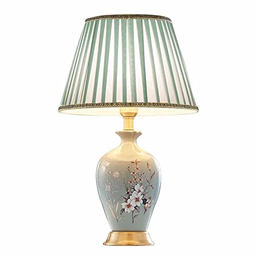 Lámpara de mesa LED floral cerámica clásica verde