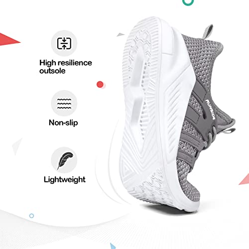 Runside Boys Girls Tennis Shoes Kids Lightweight Breathable Sneakers Lace-Up Running Athletic Shoes For Toddler/Little Kid/Big Kid Grey thumb #2