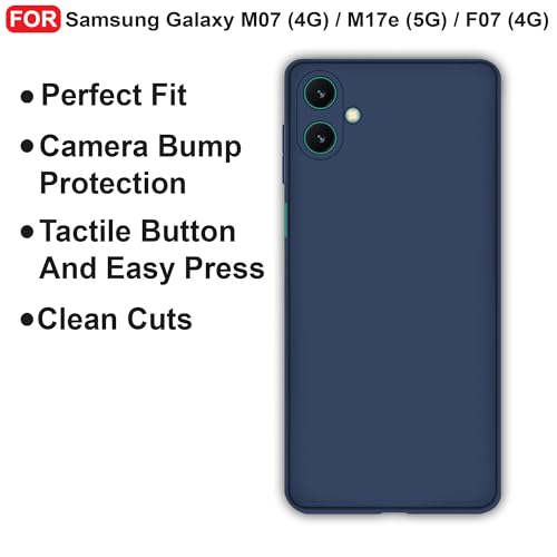 Image of CEDO Back Cover for Samsung Galaxy M07 (4G) / M17e (5G) / F07 (4G) | Camera Bump Protection & Inner Velvet Fabric Lining | Ultra Slim Matte Soft Rubberised Case Cover (Blue)