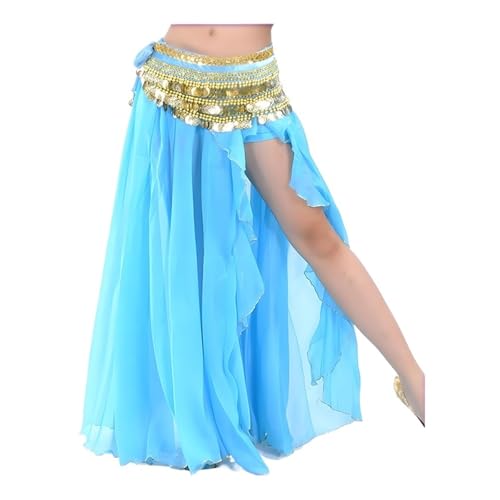 NihaoWXM Sexy Langes Kleid Bauchtanz Bauchtanz-Tanzkostüm, einzelner Schlitzrock, Bauchtanz-Performance-Kostüm Bauchtanz Rock(Blue1)