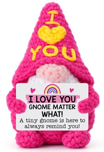 Inspirational Gifts for Women Girls - Funny Crochet Gnome Birthday Gift for Her College Friends Coworker Teen Girls Teacher, Stress Relief Cheer Motivational Positive Support Presents