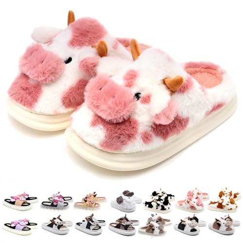 Cow Slippers For Women and Men Fluffy Cute Cozy House Slippers Indoor and Outdoor