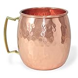 RV Hammered Copper Moscow Mule Mug with Brass Handle, 18oz