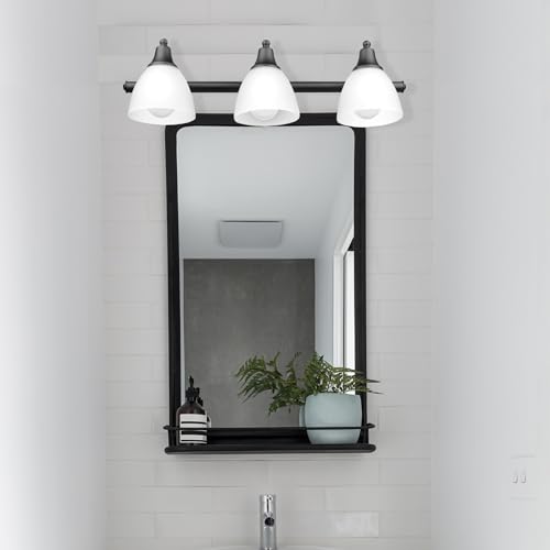 Image of Globe Electric 51227 Jayden 5-Piece All-In-One Bathroom Set, Oil Rubbed Bronze, 3-Light Vanity Light with Frosted Glass Shades, Towel Bar, Toilet Paper Holder, Towel Ring, Robe Hook, Bulb Not Included