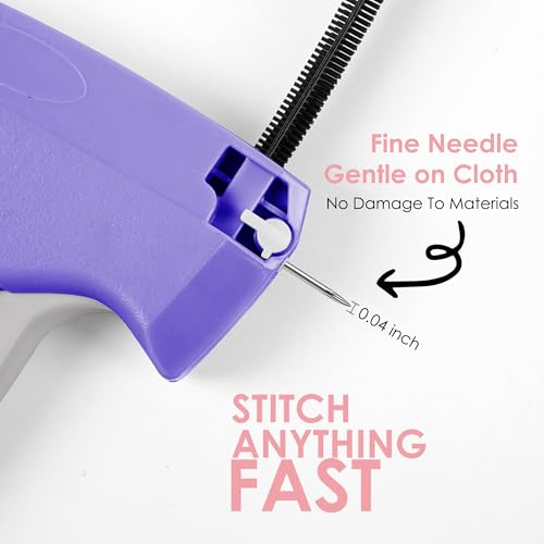 Image of Stitch Gun for Clothes - Handheld Stitch Gun Quick Clothing Fixer - Mini Sewing Kit Micro Tagging Gun - Includes 6 Needle, 1000 Black Fasteners & 1000 White Fasteners
