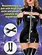 Adigau Damen Lackleder Kleid Rock Nachtclub Kostüm Outfits Front Zipper Clubwear Party Karneval Dessous Minikleid Schwarz M