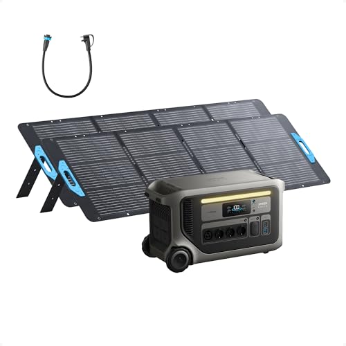 Anker SOLIX F3000 Portable Power Station with 2× 200 Solar Panels, 3,072Wh, 6,000W Recharging, Solar Generators for Home Use, Power Outages, Camping, RVs, and Emergencies 2*200W Solar Panel+