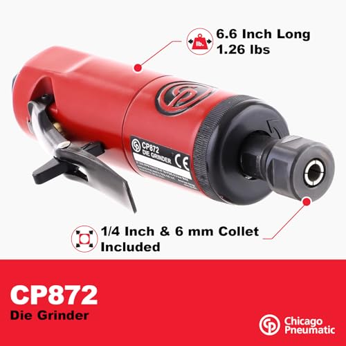 Chicago Pneumatic CP872 - Air Die Grinder Tool, Welder, Woodworking, Automotive Car Detailing, Stainless Steel Polisher, Heavy Duty, Straight, (6.4mm) - 1/4 Inch (6 mm), 0.63 HP / 470 W - 27000 RPM thumbnail 3