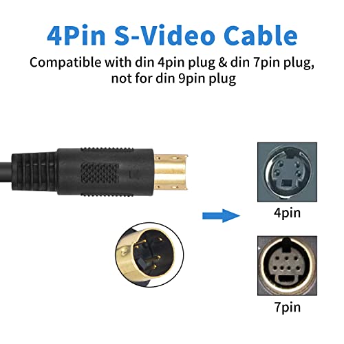 Maxhood S-Video Cable Male to Male Gold Plated Connector, 6ft Mini DIN 4 Pin Male to Male S-Video Cable for TV S-VHS, VCRs - Image 3
