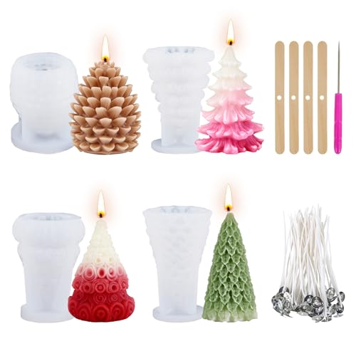 LYLIN Silicone Candle Molds 3D Tree Pine Cone Shape Silicone Molds for Candles Making DIY Handmade Candle Making Mould for Wax Soap Art Craft Cake Chocolate Home Decor Holiday Gifts