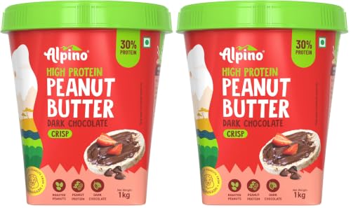 Image of ALPINO 30g High Protein Dark Chocolate Peanut Butter Crisp 1kg - Roasted Peanuts, Dark Chocolate, Protein Blend - Source of Healthy Fats & Dietary Fibre (Pack of 2)