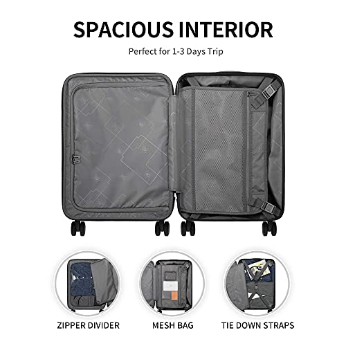 Level8 Grace Ext Carry On Luggage, 20” Expandable Hardside Suitcase, Abs+Pc Harshell Spinner Luggage With Tsa Lock, Spinner Wheels - Black, 20-Inch Carry-On #TOP4