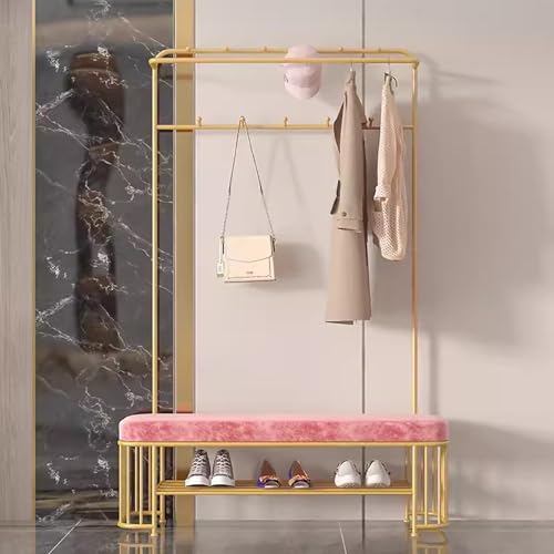 Banc porte-manteau robuste design industriel étagère entrée
