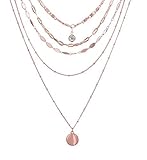 Lariatneck Layered Choker Necklace Gold Multilayer Necklace for Women Coin Pendant Chain Choker Set of 2 (Rose gold-tone)