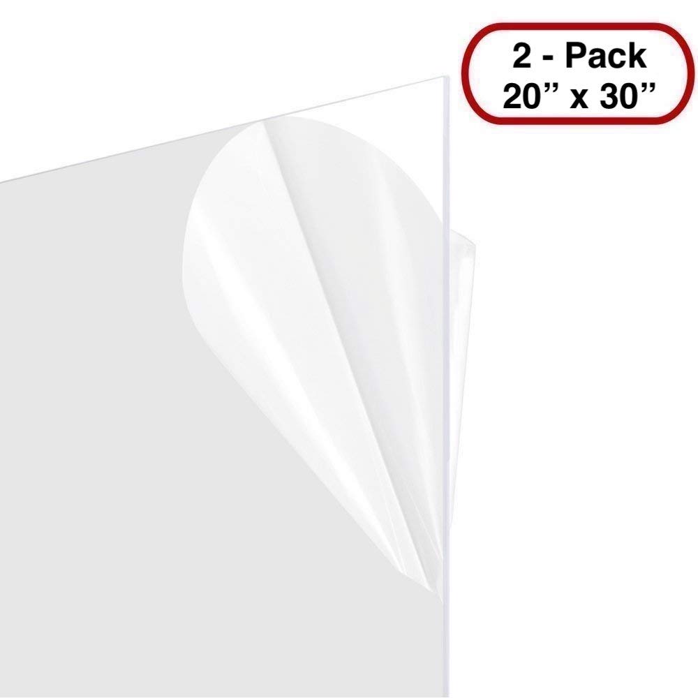 Plexiglass Sheets for Replacement Picture Frame Glass - 1/16 Inch Thick for Photo Frames & Acrylic Display Case – Clear Acrylic Sheet .060 Thick DIY Projects & Custom Signs – 20x30 (2 Pack)