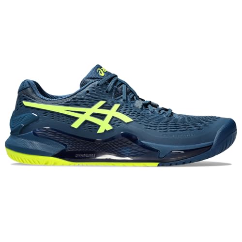 ASICS Tênis masculino Gel-Resolution 9 Mako Azul/Amarelo Segurança - 38 RU (1041A330.404)