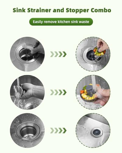 3 in 1 Kitchen Sink Strainer Stopper Combo, Pop Up Kitchen Sink Stopper with Chrome Stainless Steel Wraped Shell for US Standard 3-1/2 inch Drain Filter, Anti-Clog and Easy Clean - Thumbnail 4