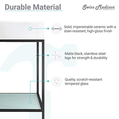 Pierre 32 Single, Freestanding, Open Shelf, Matte Black Metal Frame Bathroom Vanity #TOP7