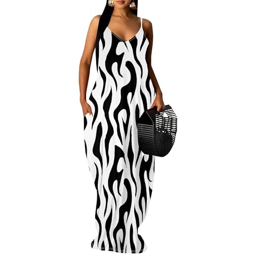 Image of SUZONANA Women Plus Size Summer Maxi Dress Spaghetti Strap Loose Sundress