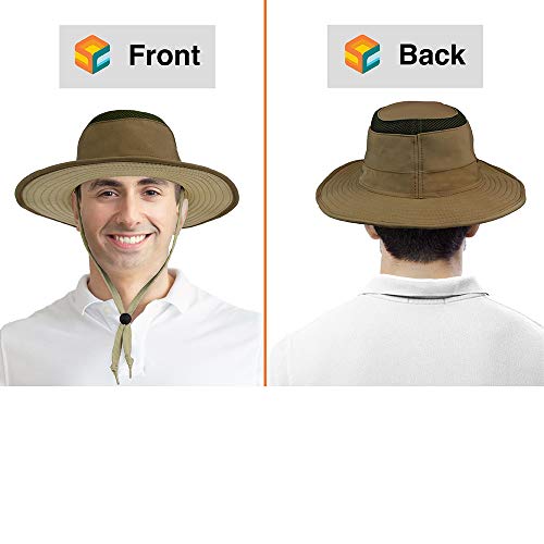 Sun Cube Wide Brim Sun Hat For Men Outdoor Sun Protection Boonie Hat | Adjustable Fit, Breathable Summer Hat For Safari Hiking Fishing - Olive #TOP1