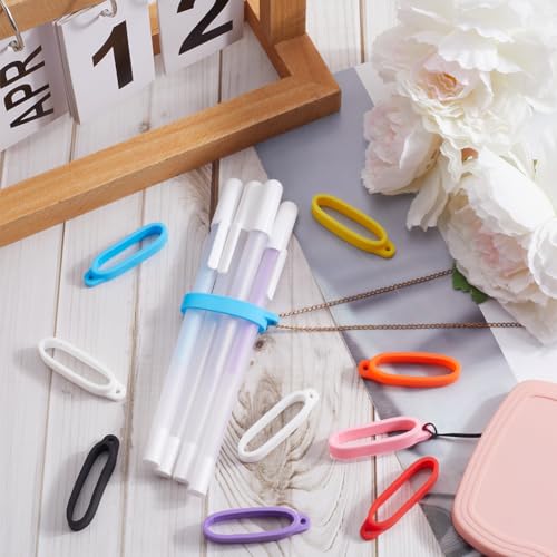 GORGECRAFT 18Pcs 9 Colors Anti-lost Silicone Rubber Ring 36mm Diameter Multipurpose Necklace Lanyard Rings Band Holder Cases Replacement Pendant Carrying Kit for Pens Key-Ring Office Sports - Image 4
