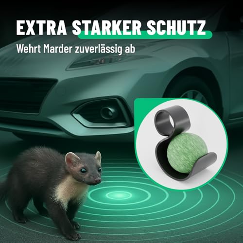 greate 4X Marderschreck Duft Kugeln inkl. Halterung - Sofortige & langfristige Marderabwehr Auto - Made in Germany - Marderschreck Auto, Marderschutz für Auto, Anti Marder Auto, Maderschutz
