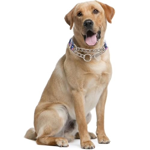 Collier martingale acier inoxydable pour chien motif floral violet protecteur XL - 4