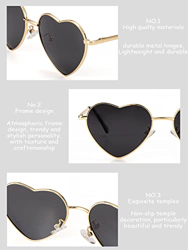 Image of Onrtry Heart Shaped Polarized Sunglasses for Women Vintage Lovely Metal Frame Sun Glasses
