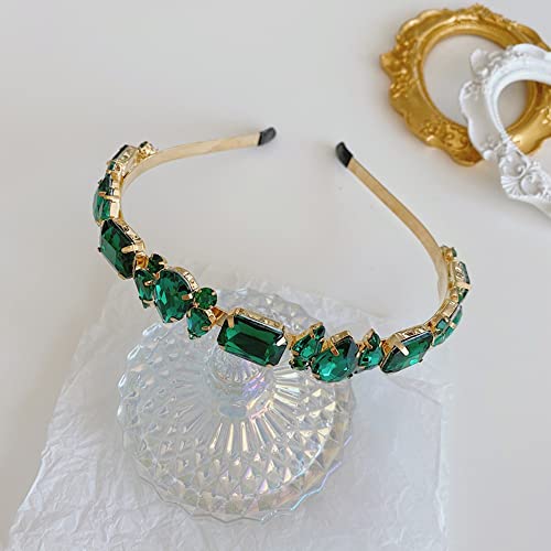 Wiwpar Thin Rhinestone Headbands For Women Elastic Rhinestone Head Bands Vintage Headband Hair Hoop Hair Accessories (Green) #TOP1
