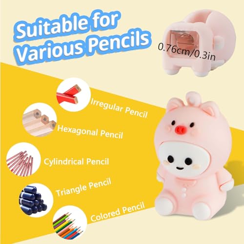 OT-NVWOZR Cute Pencil Sharpener for Kids, Cartoon Manual Pencil Sharpeners Bulk for Classroom, Kawaii Handheld Pencil Sharpener for Home Office School Supplies Stationary Gifts (6)