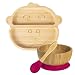 Tiny Dining Kinderbambus-Saug-AFFE-Abendessen-Set - Naturfaser-Baby Kleinkind Bleiben Sie Segmented Feeding Teller - Rot