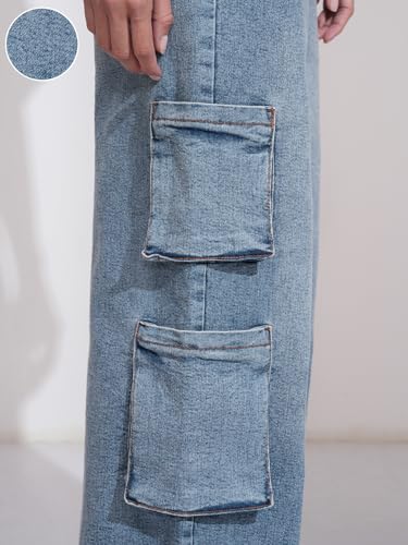 Image of Tokyo Talkies Women Cargo Jeans | Straight fit