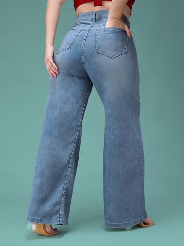 Image of Miss Chase A+ Women's Wide-Leg High Rise Regular-Length Stretchable Denim Jeans